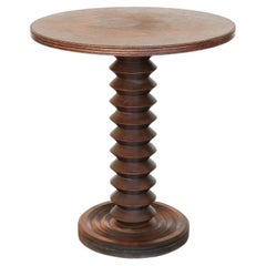 Vintage French Wood Side Table by Charles Dudouyt