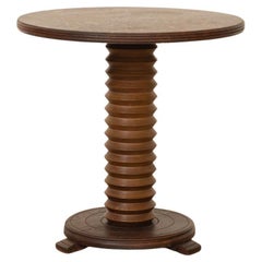 French Wood Side Table by Charles Dudouyt