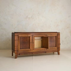 Credenza francese in legno con angolo bar a scomparsa, anni ’50