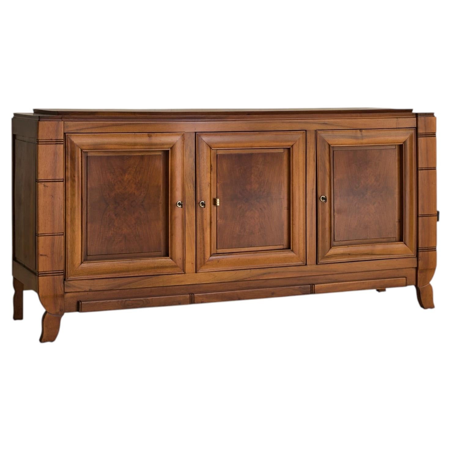 French Wood Sideboard with Concealed Bar, 1950s For Sale
