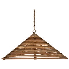 French Wood Slat Birdcage Pendant Light