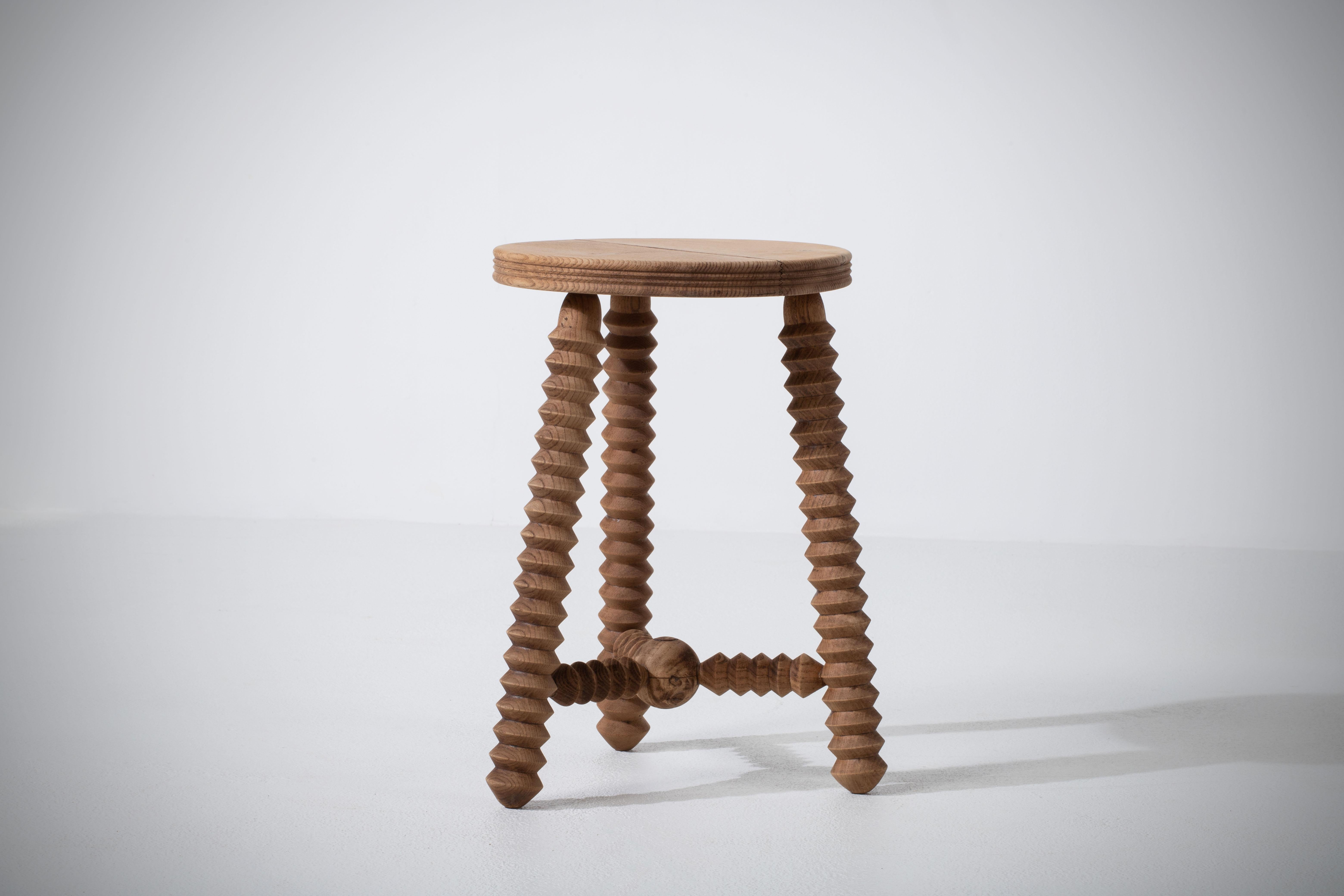 French Wood Stool or Side Table, Charles Dudouyt In Good Condition In Wiesbaden, DE
