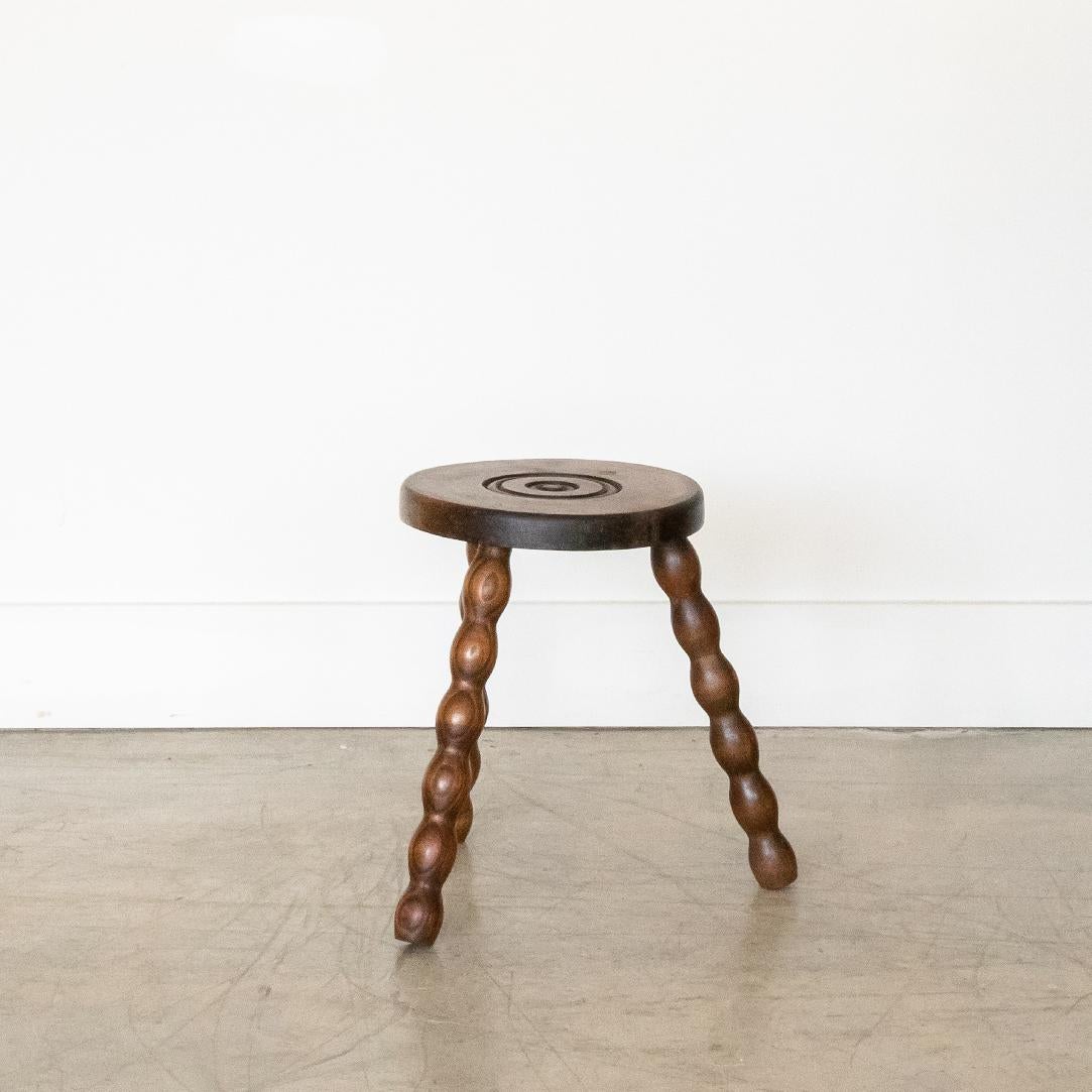 French Wood Stool Tripod Stool In Good Condition In Los Angeles, CA