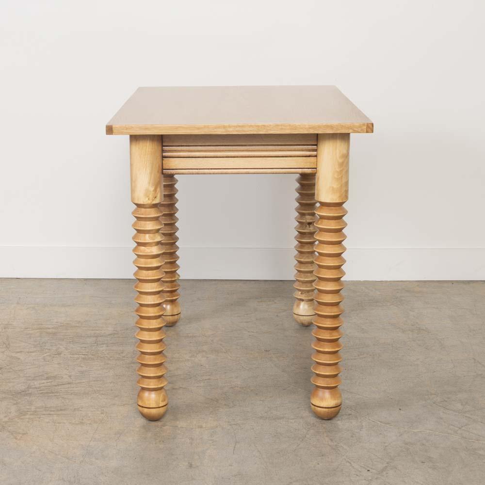 Oak French Wood Table by Charles Dudouyt For Sale