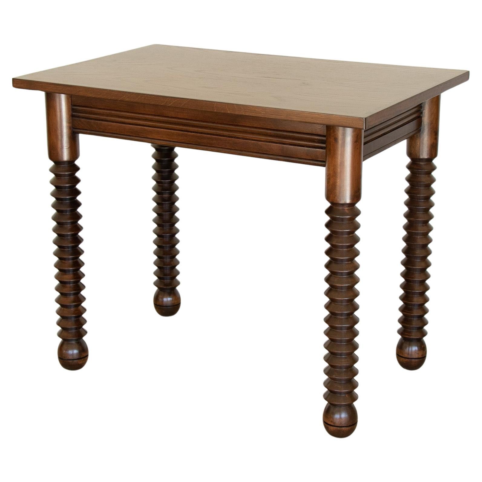French Wood Table by Charles Dudouyt For Sale
