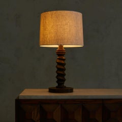 French Wood Table Lamp Attributed to Charles Dudouyt, 1950s