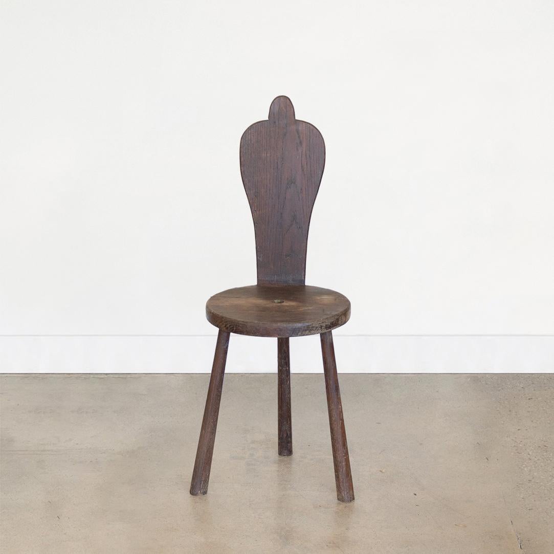 French Wood Tripod Chair In Good Condition In Los Angeles, CA