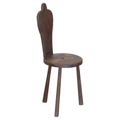 Antique French Wood Tripod Chair