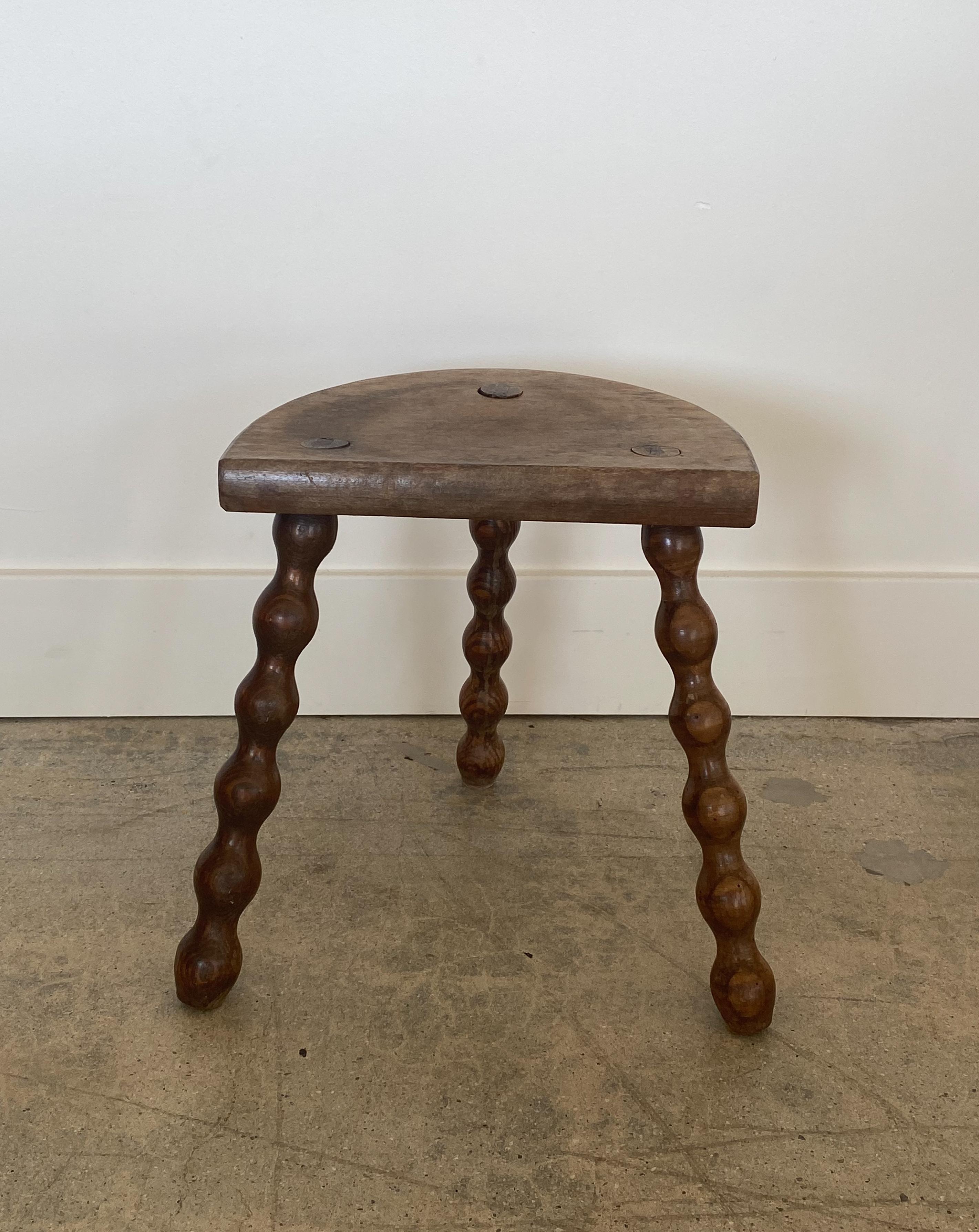 French Wood Tripod Stool In Good Condition In Los Angeles, CA