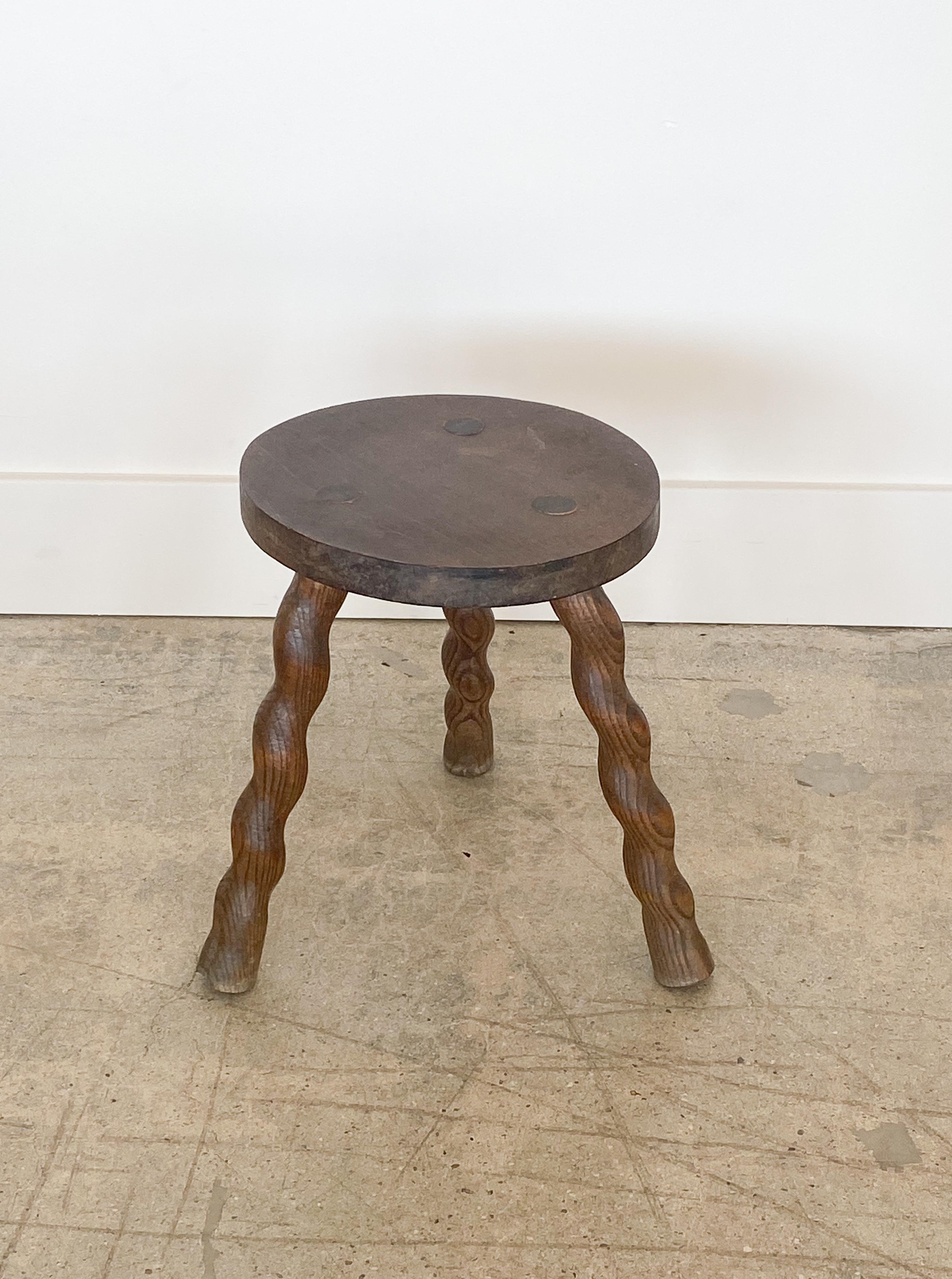 French Wood Tripod Stool In Good Condition In Los Angeles, CA
