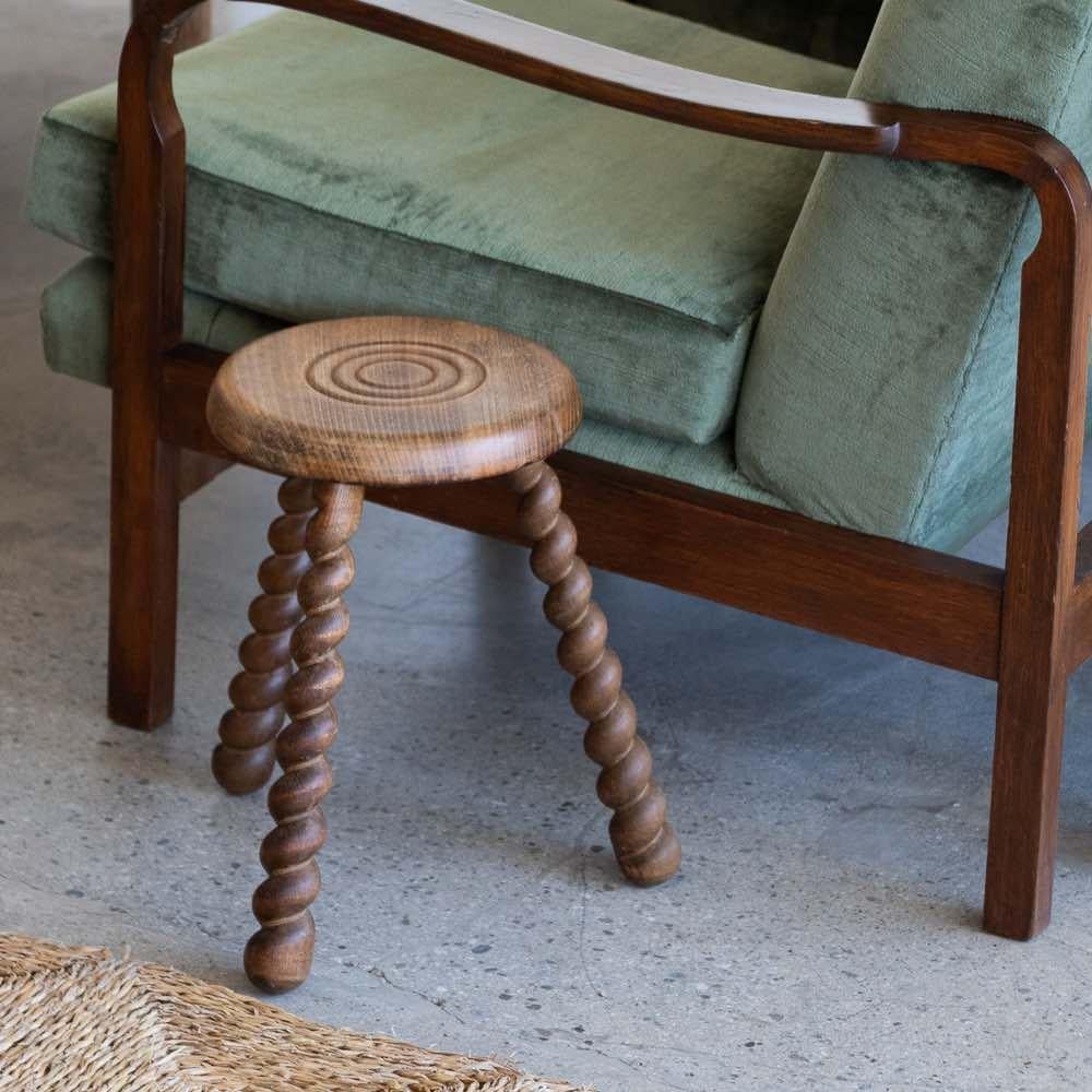 French Wood Tripod Stool In Good Condition For Sale In Los Angeles, CA