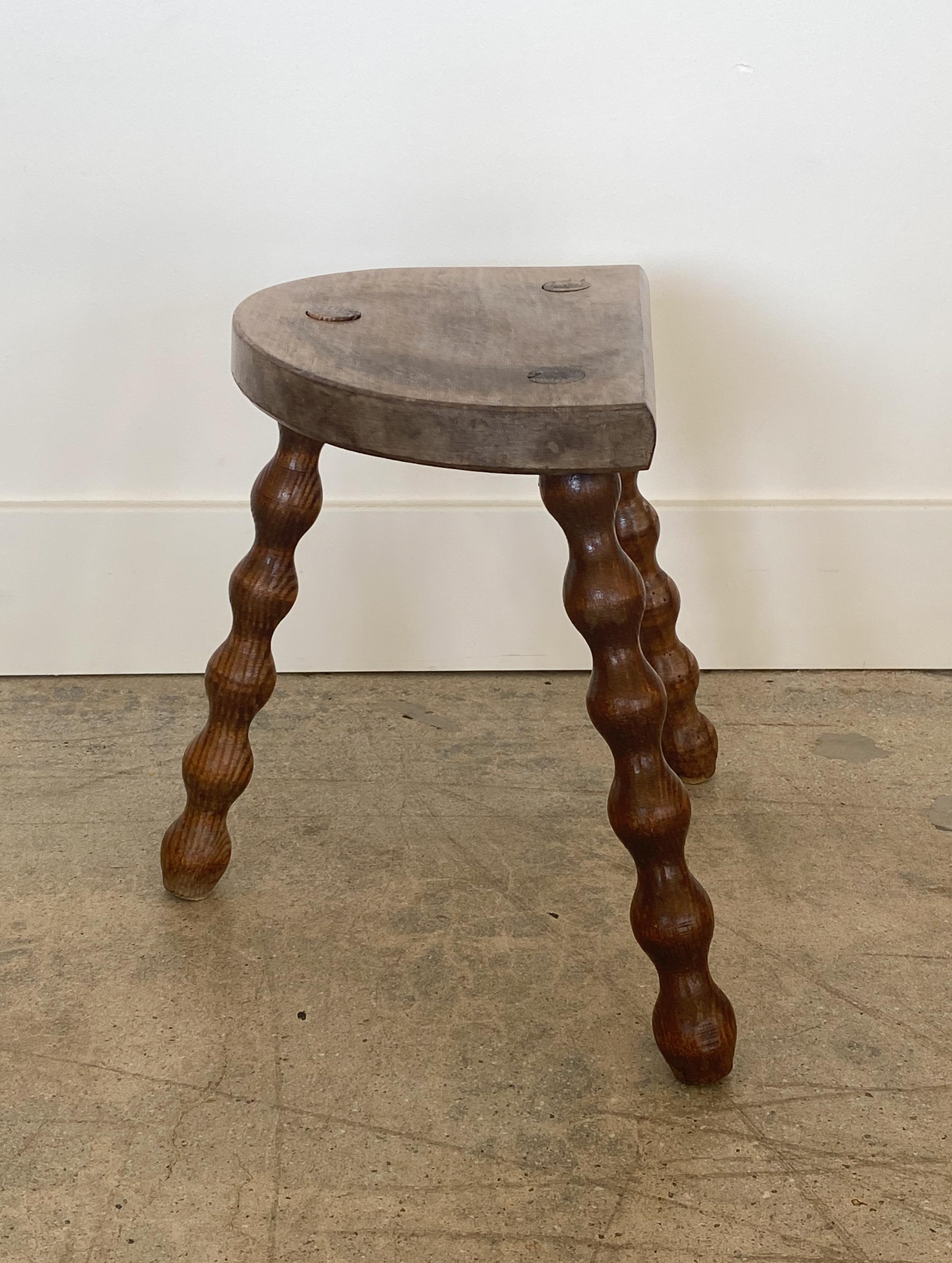 20th Century French Wood Tripod Stool