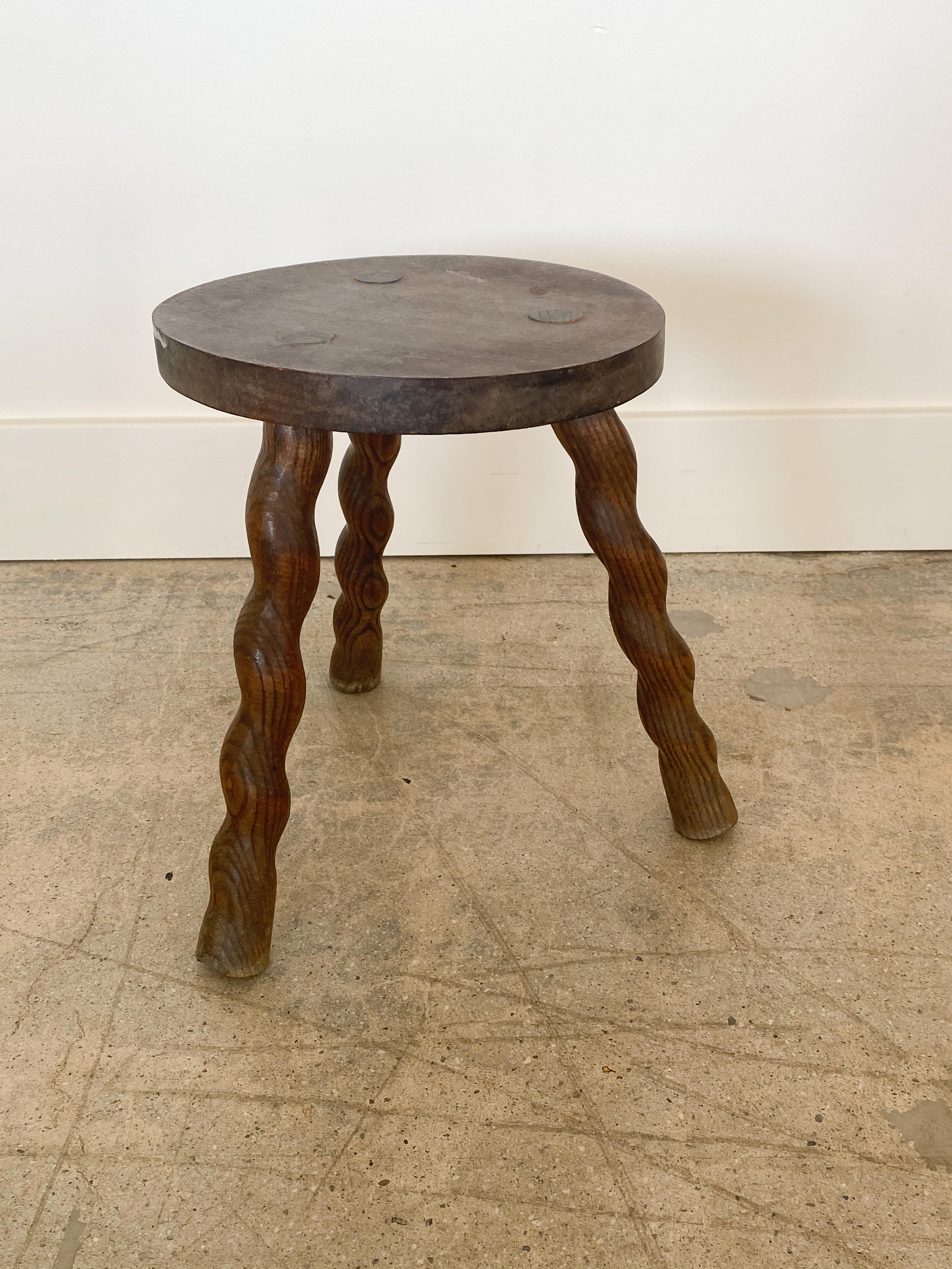 20th Century French Wood Tripod Stool