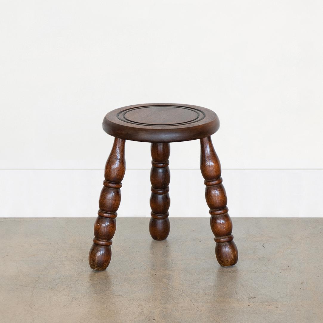 20th Century French Wood Tripod Stool