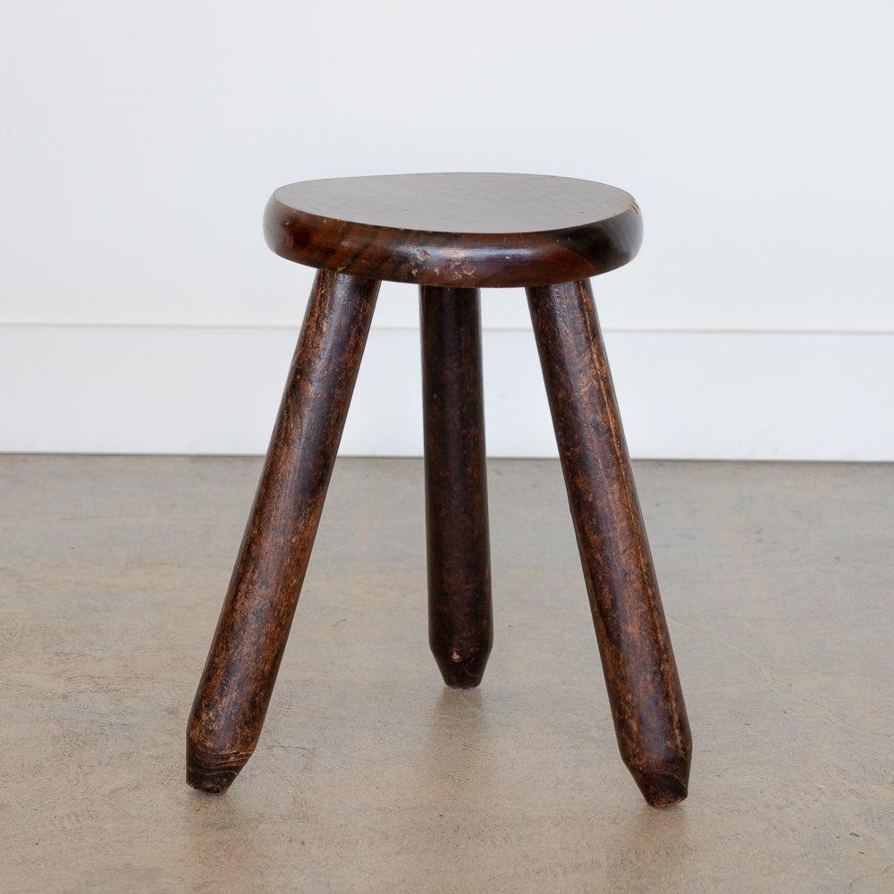 20th Century French Wood Tripod Stool For Sale