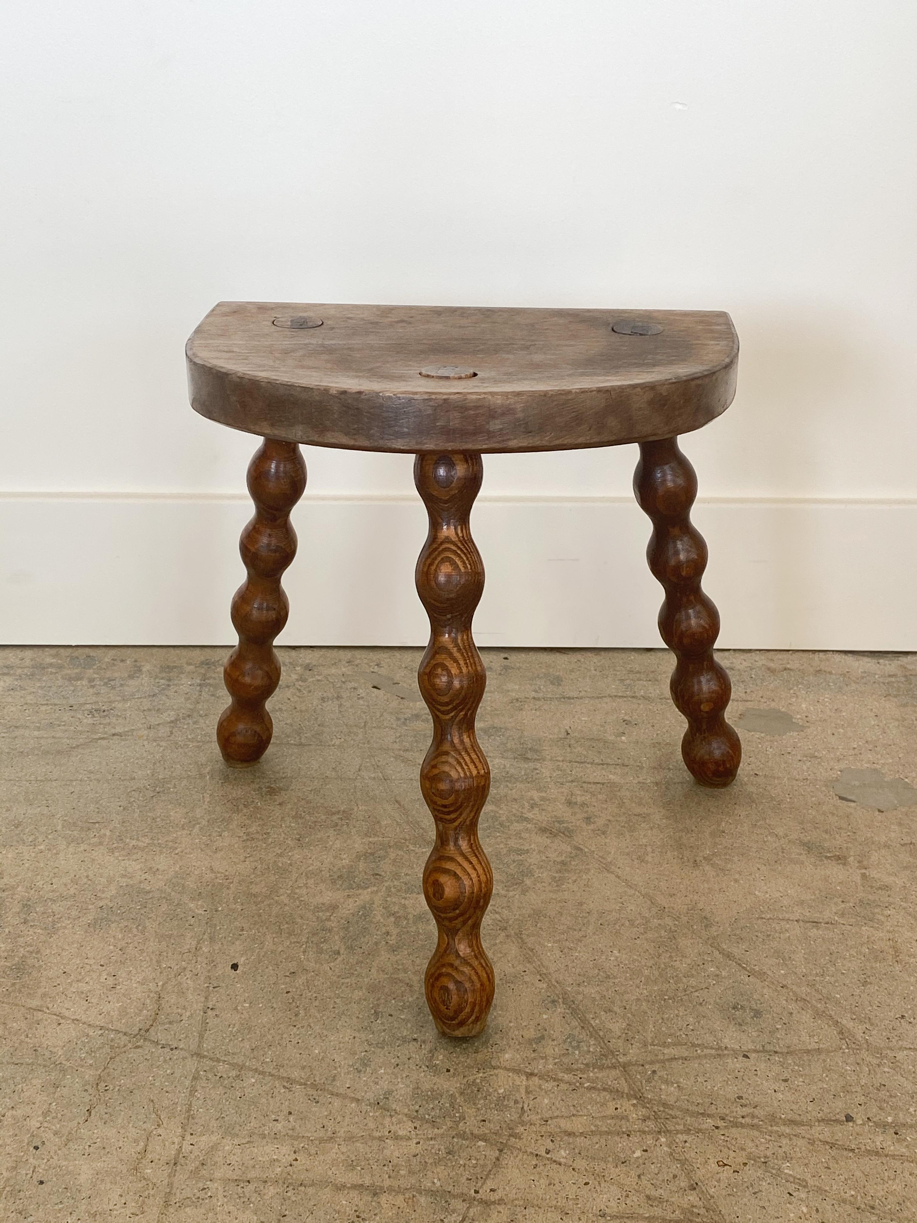 Oak French Wood Tripod Stool