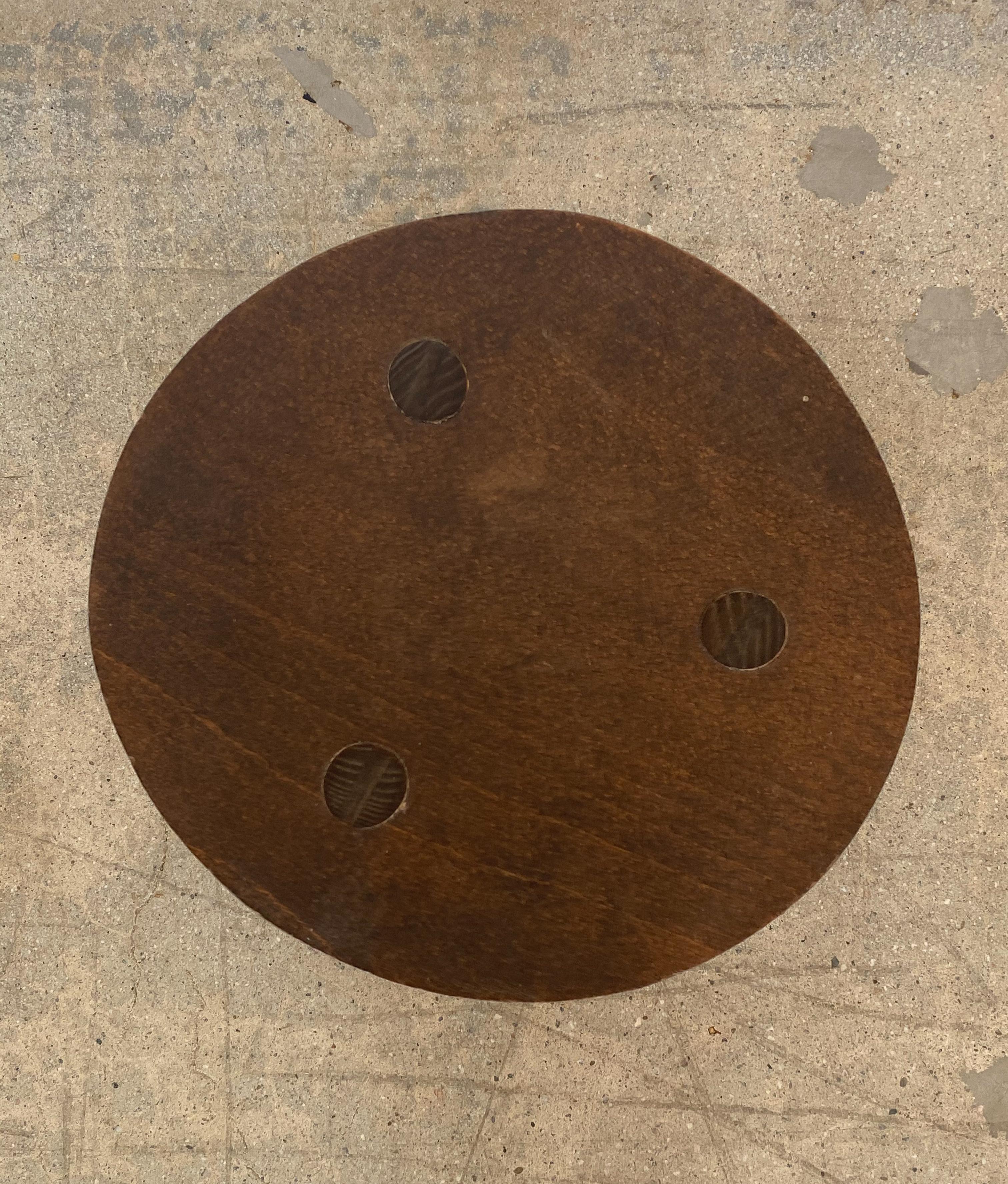 Oak French Wood Tripod Stool