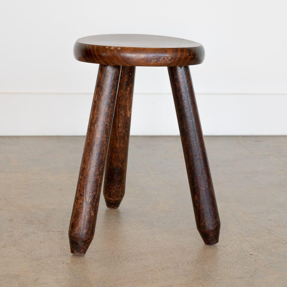 French Wood Tripod Stool For Sale 2