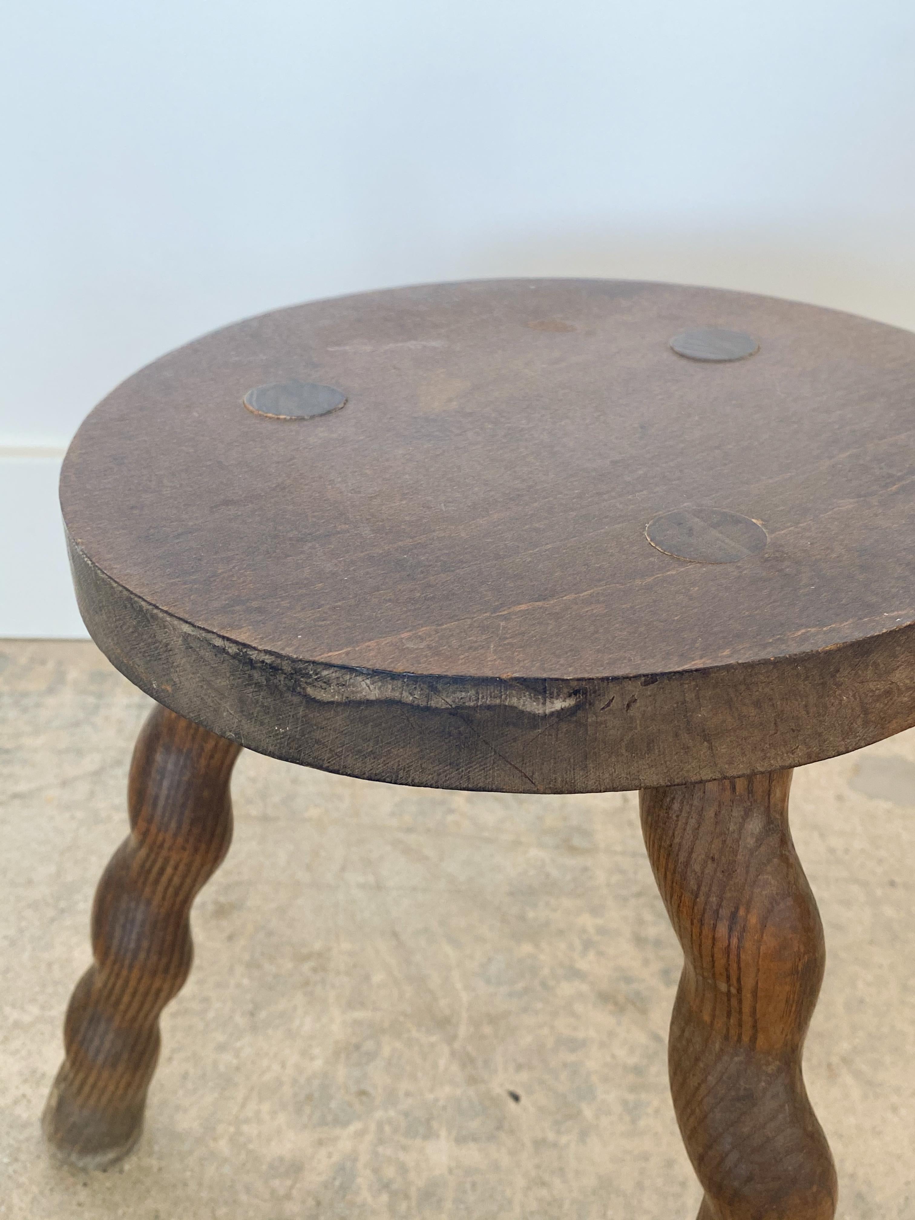 French Wood Tripod Stool 2