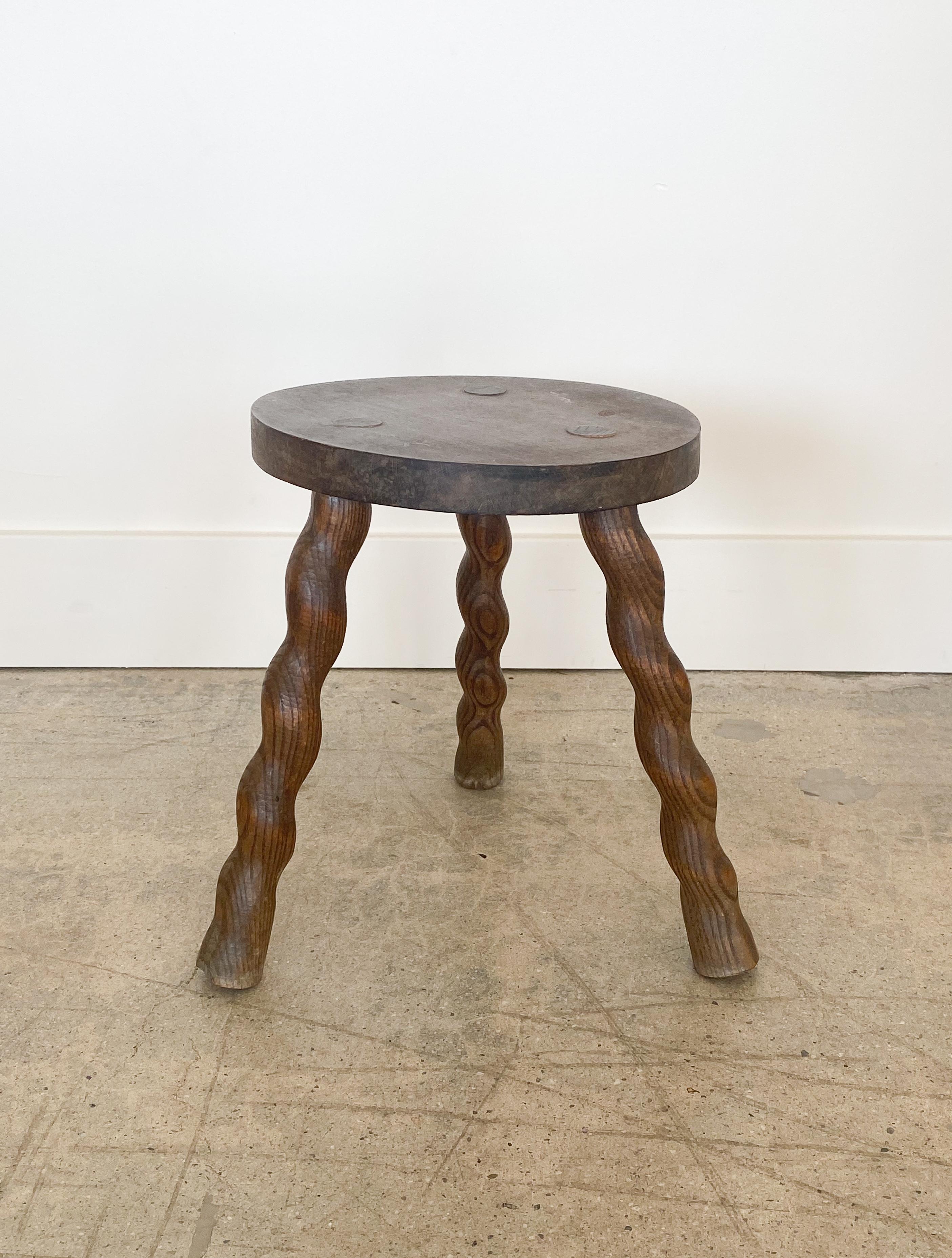 French Wood Tripod Stool 3