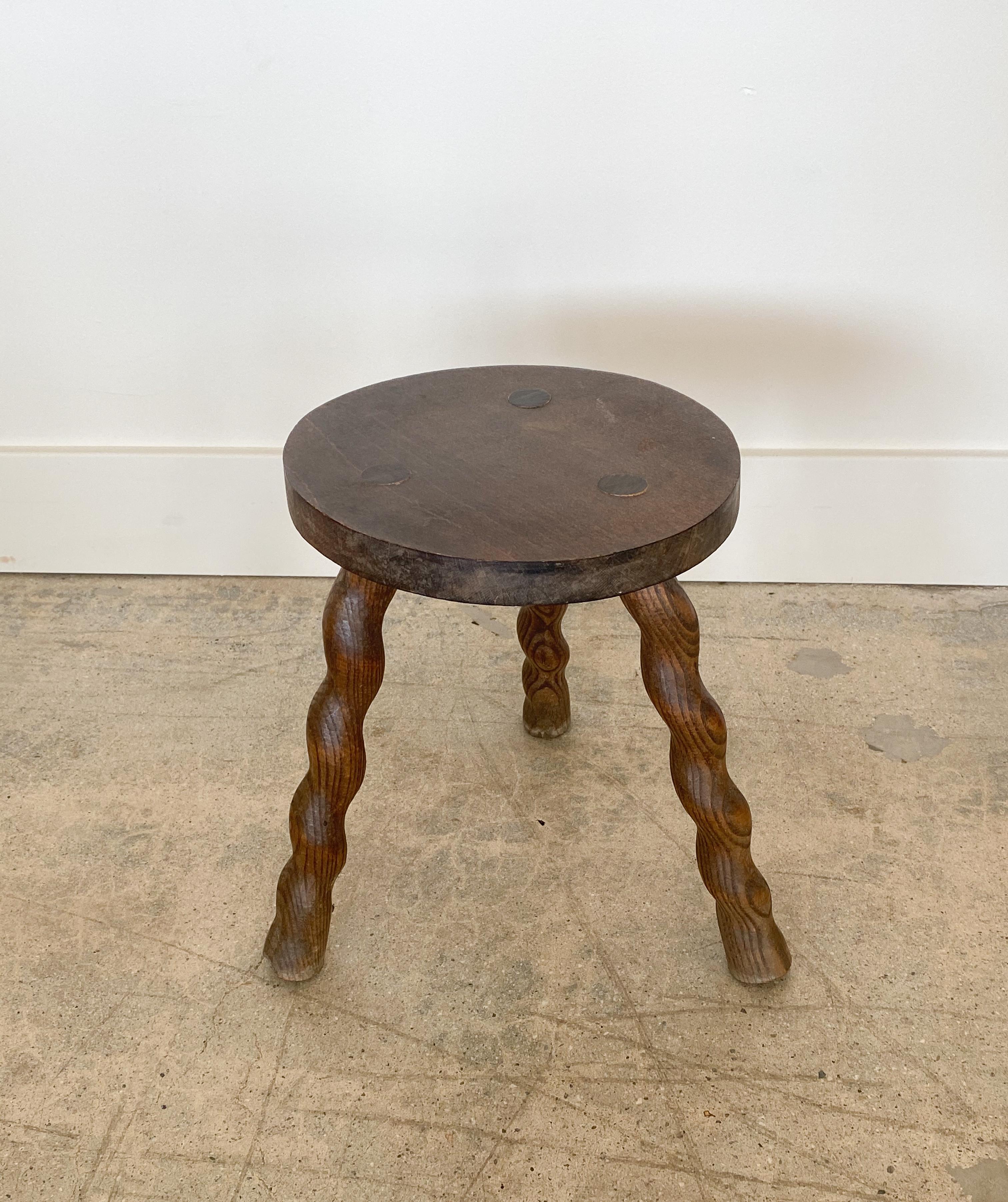 French Wood Tripod Stool 4