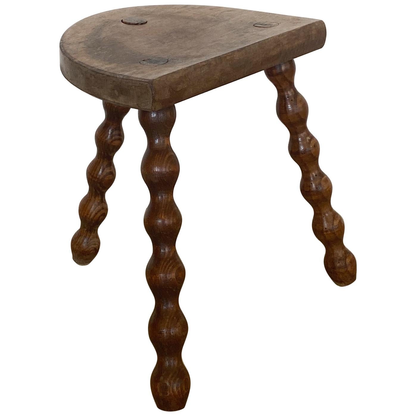 French Wood Tripod Stool