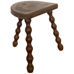 French Wood Tripod Stool