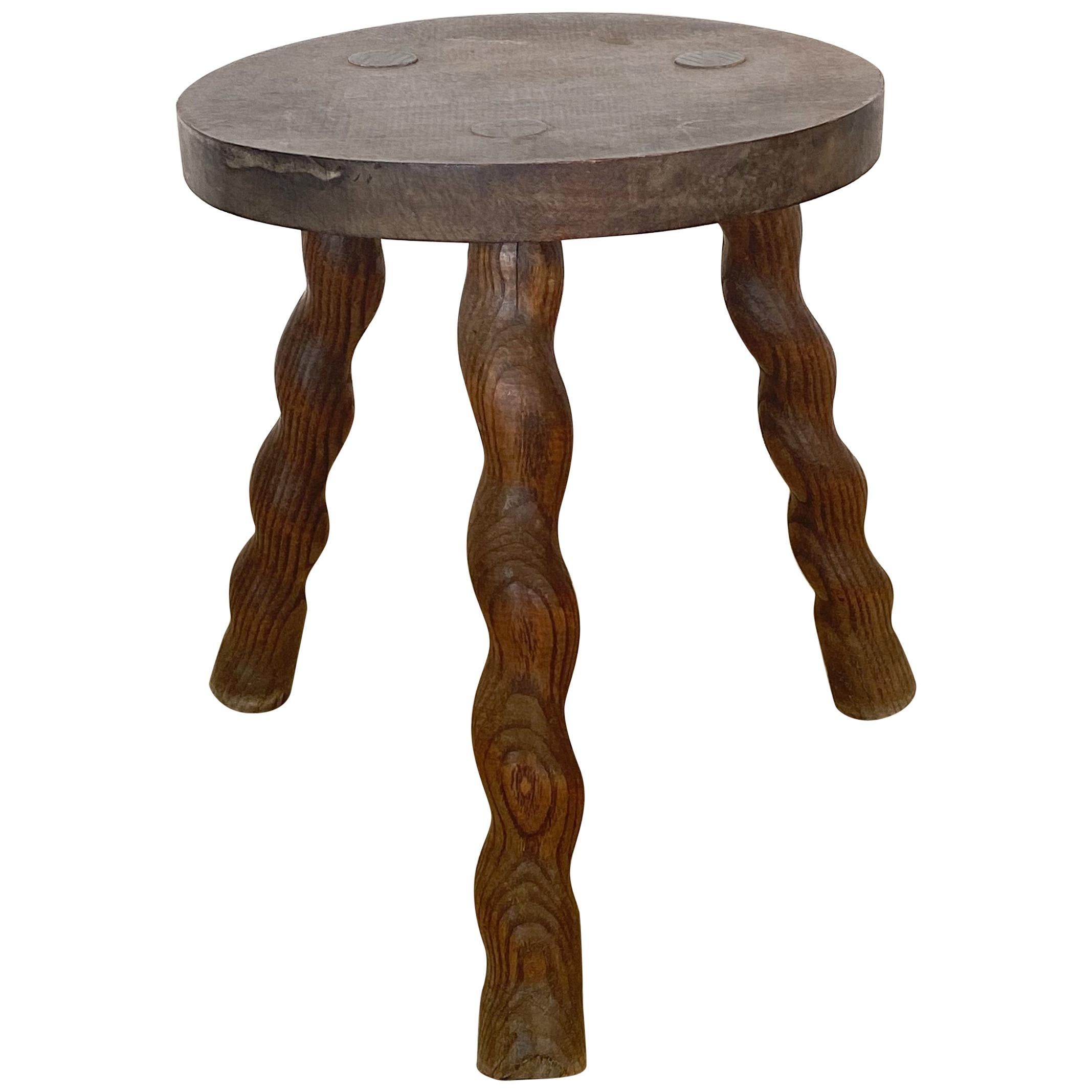 French Wood Tripod Stool