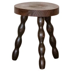 Vintage French Wood Tripod Stool