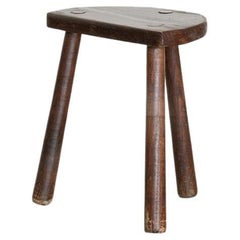 Vintage French Wood Tripod Stool