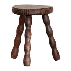 Vintage French Wood Tripod Stool