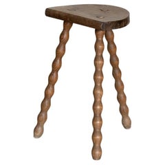 French Wood Tripod Stool