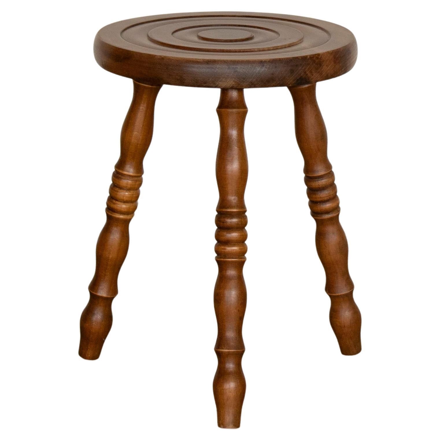 French Wood Tripod Stool For Sale at 1stDibs