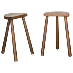 French Wood Tripod Stools