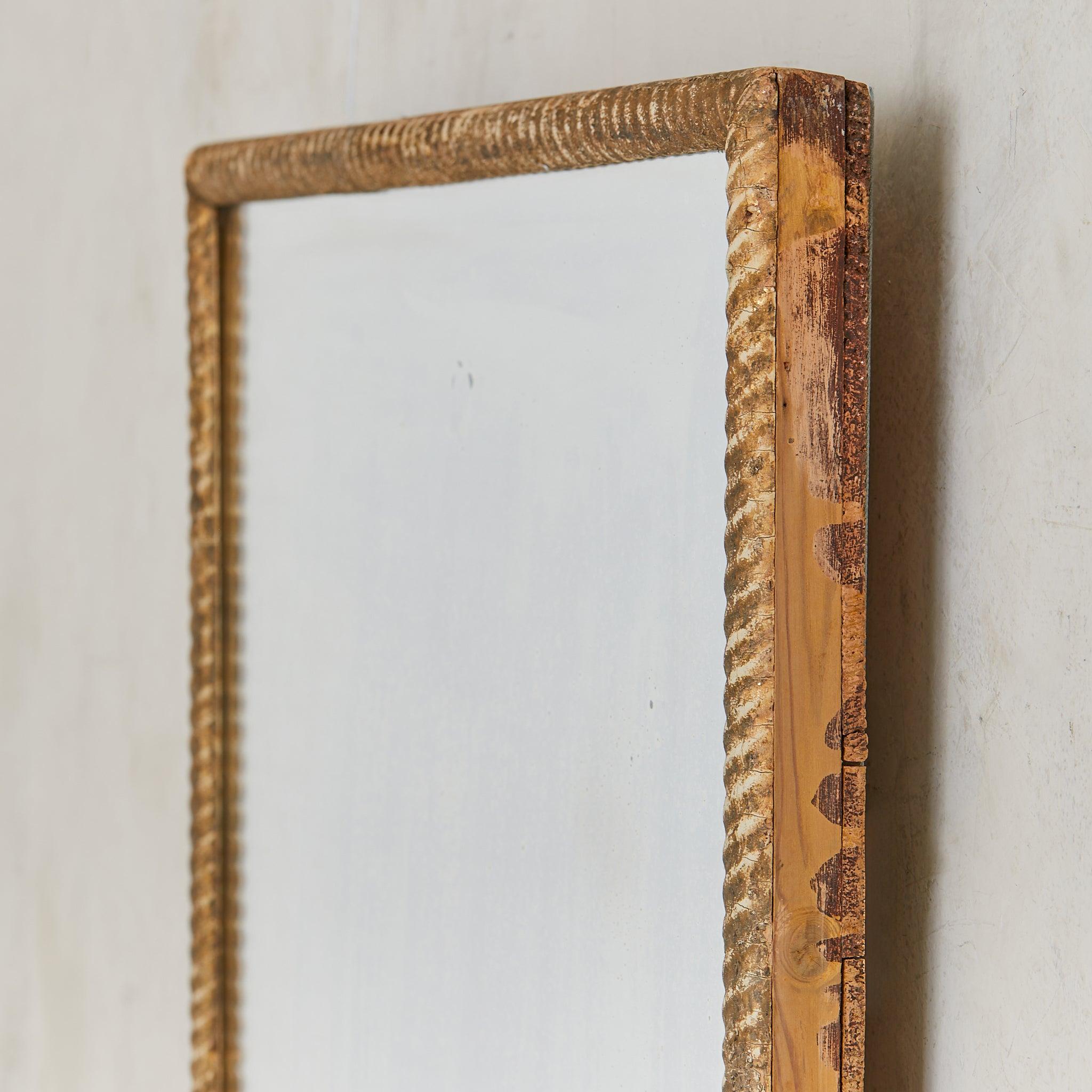 Néoclassique French Wood Wall Mirror with Gilt Rope Relief Frame, 19th Century en vente
