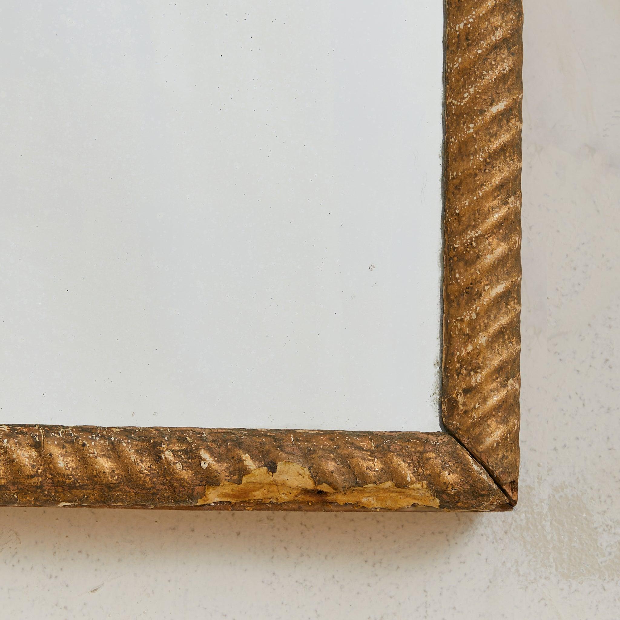 French Wood Wall Mirror with Gilt Rope Relief Frame, 19th Century Bon état - En vente à Chicago, IL