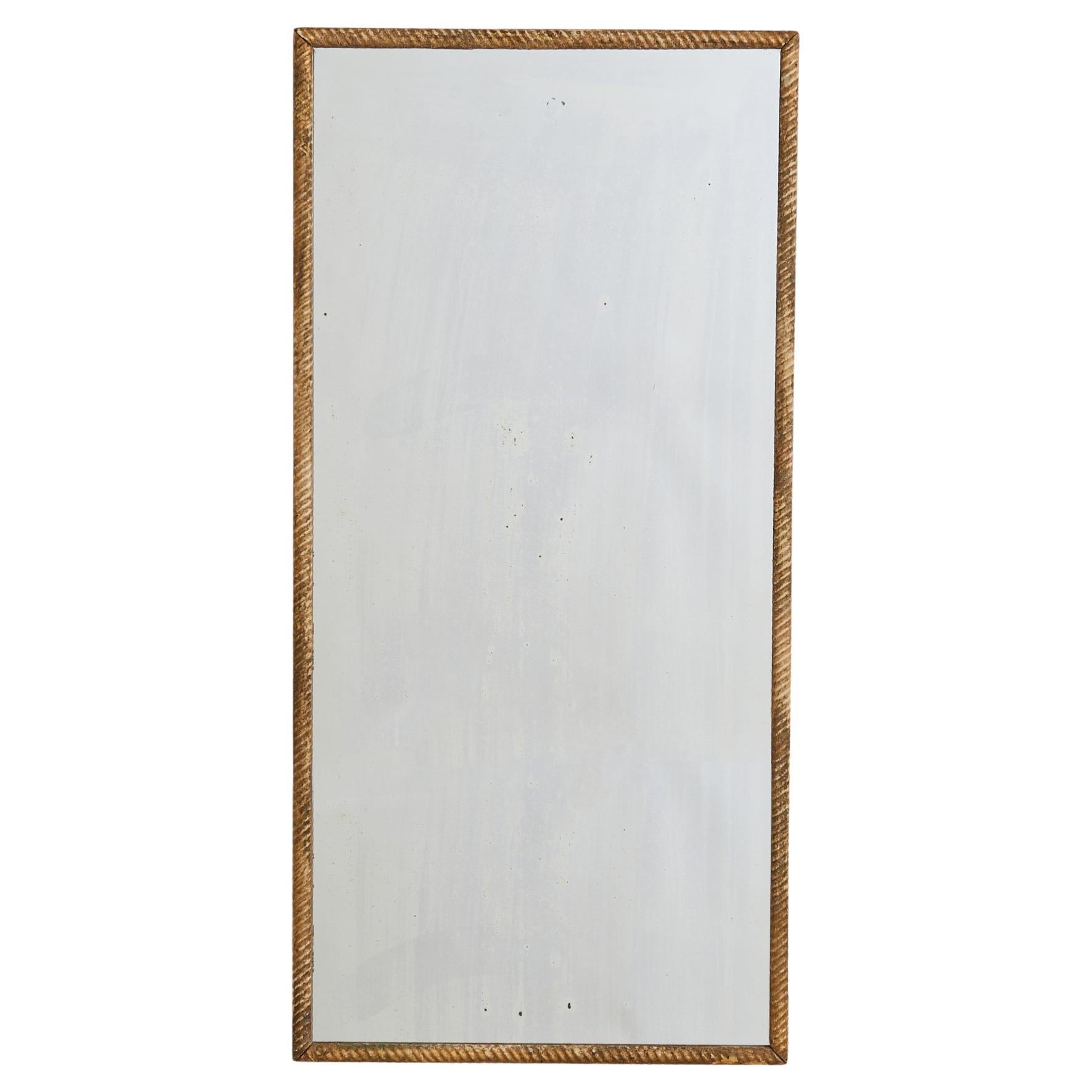 French Wood Wall Mirror with Gilt Rope Relief Frame, 19th Century en vente