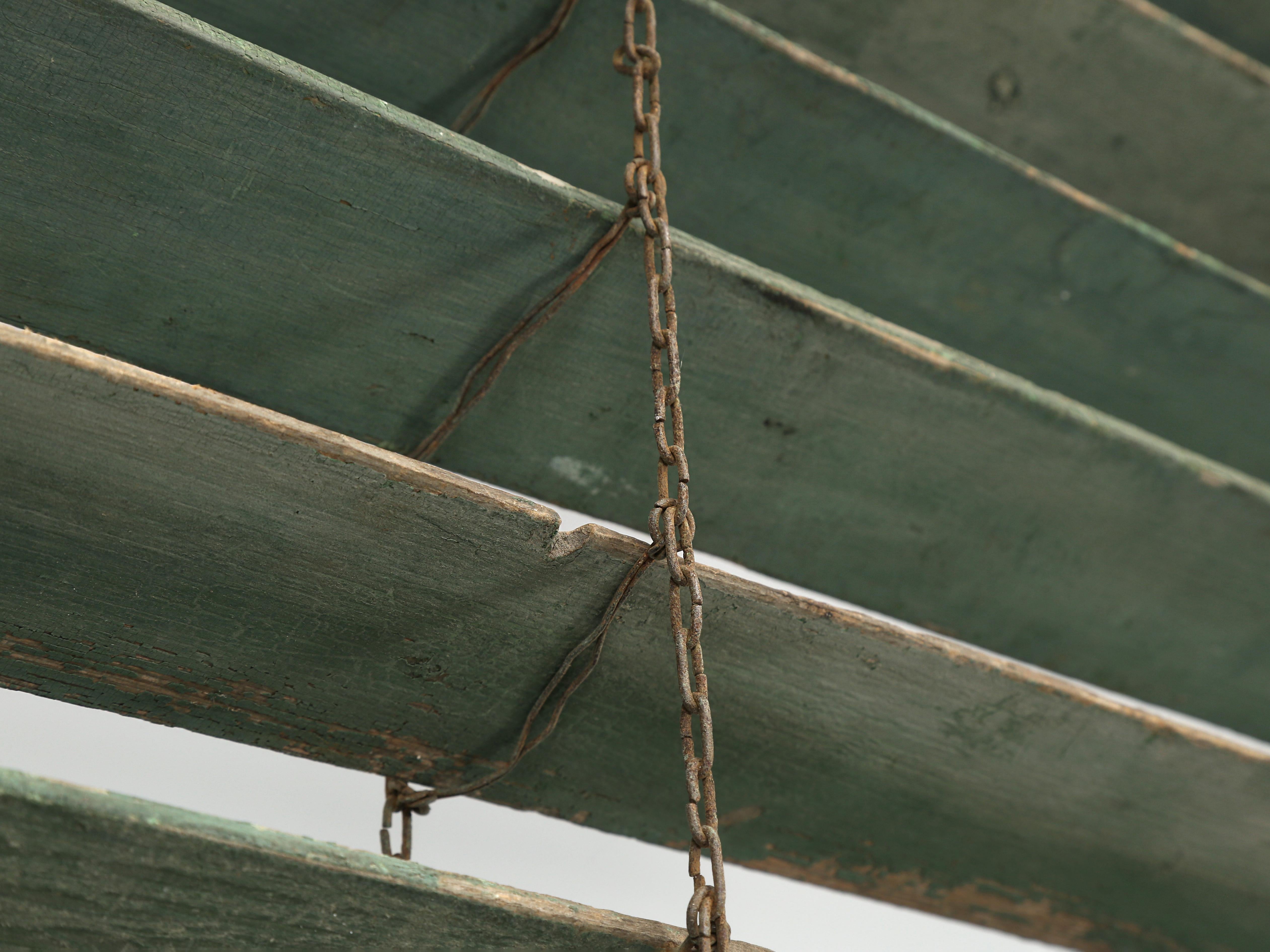 French Wood Window Blinds in a Muted Weathered Soft Green For Sale 6