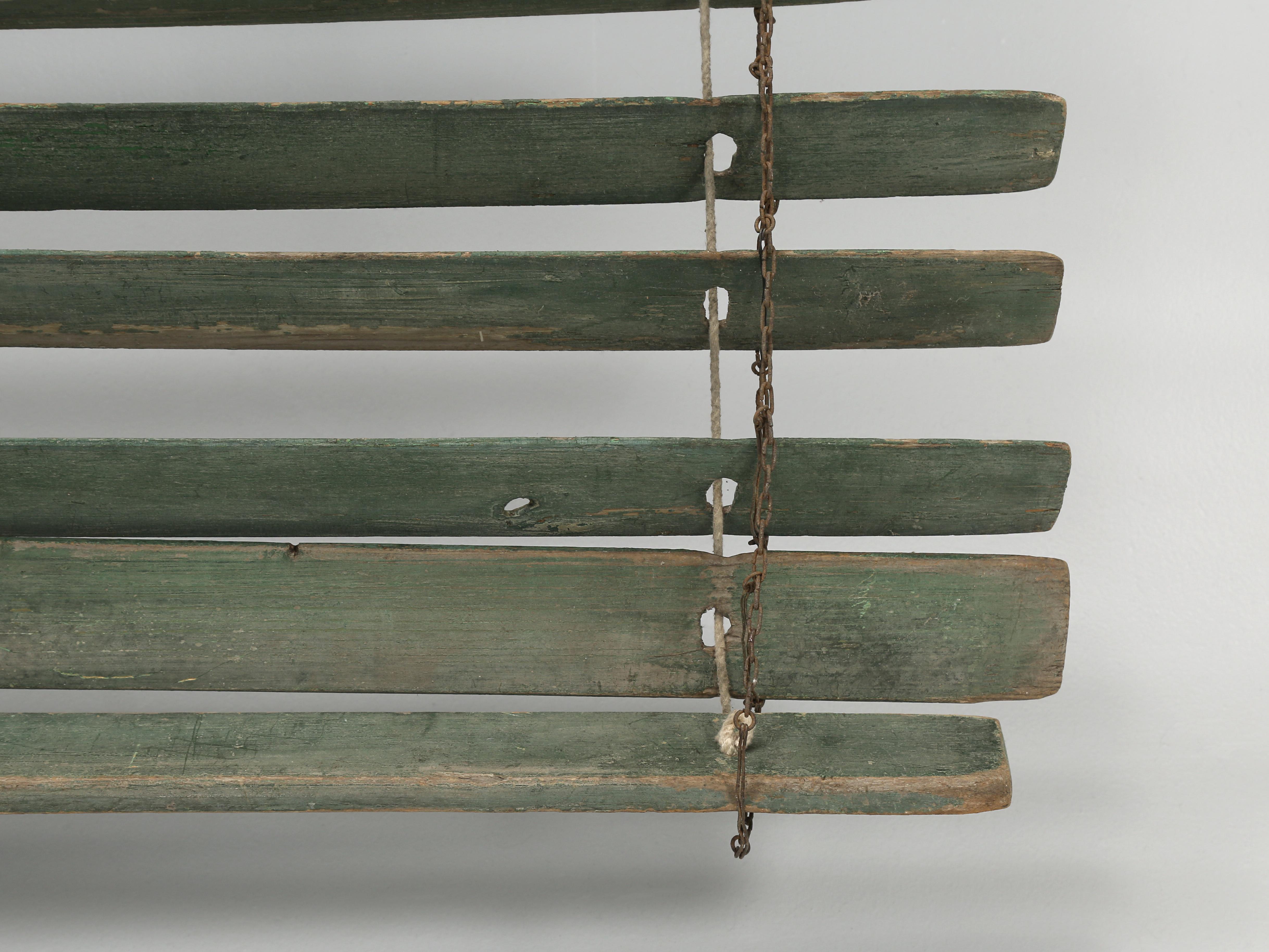 French Wood Window Blinds in a Muted Weathered Soft Green For Sale 7