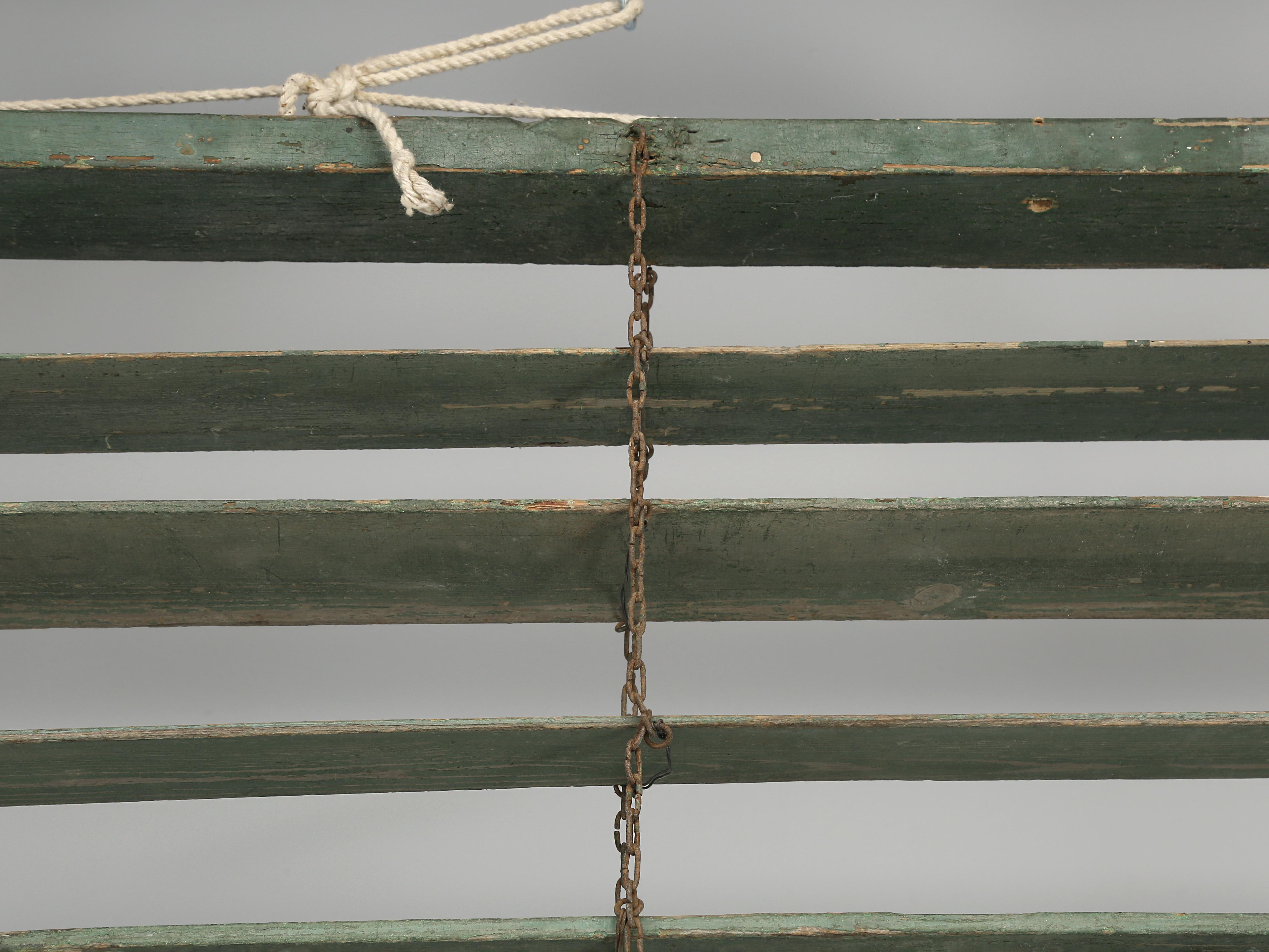 French Wood Window Blinds in a Muted Weathered Soft Green In Good Condition For Sale In Chicago, IL