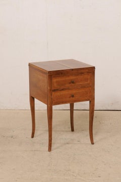 French Wooden 2-Drawer Raised Side Chest w/Expandable Top, Mid 20th Century