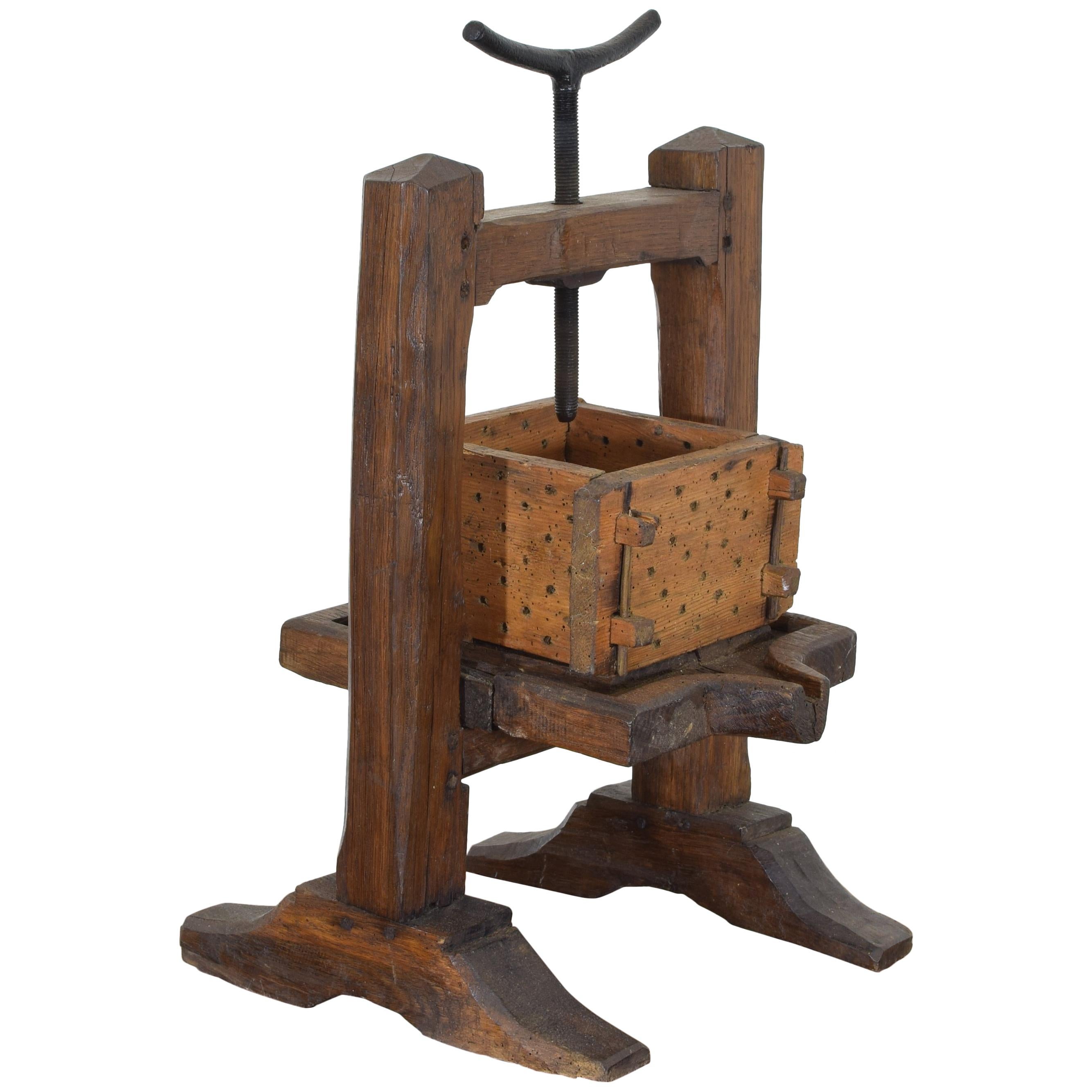 French Wooden and Iron Cheese Press, circa 1900 For Sale