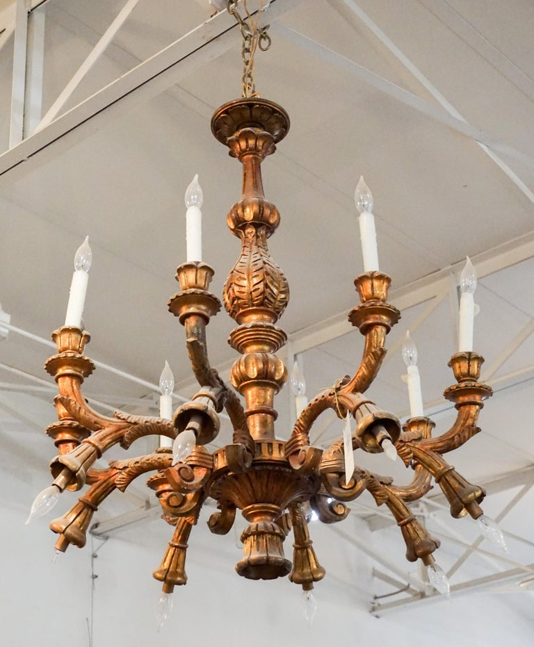 French Wooden Chandelier, circa 1900 at 1stDibs