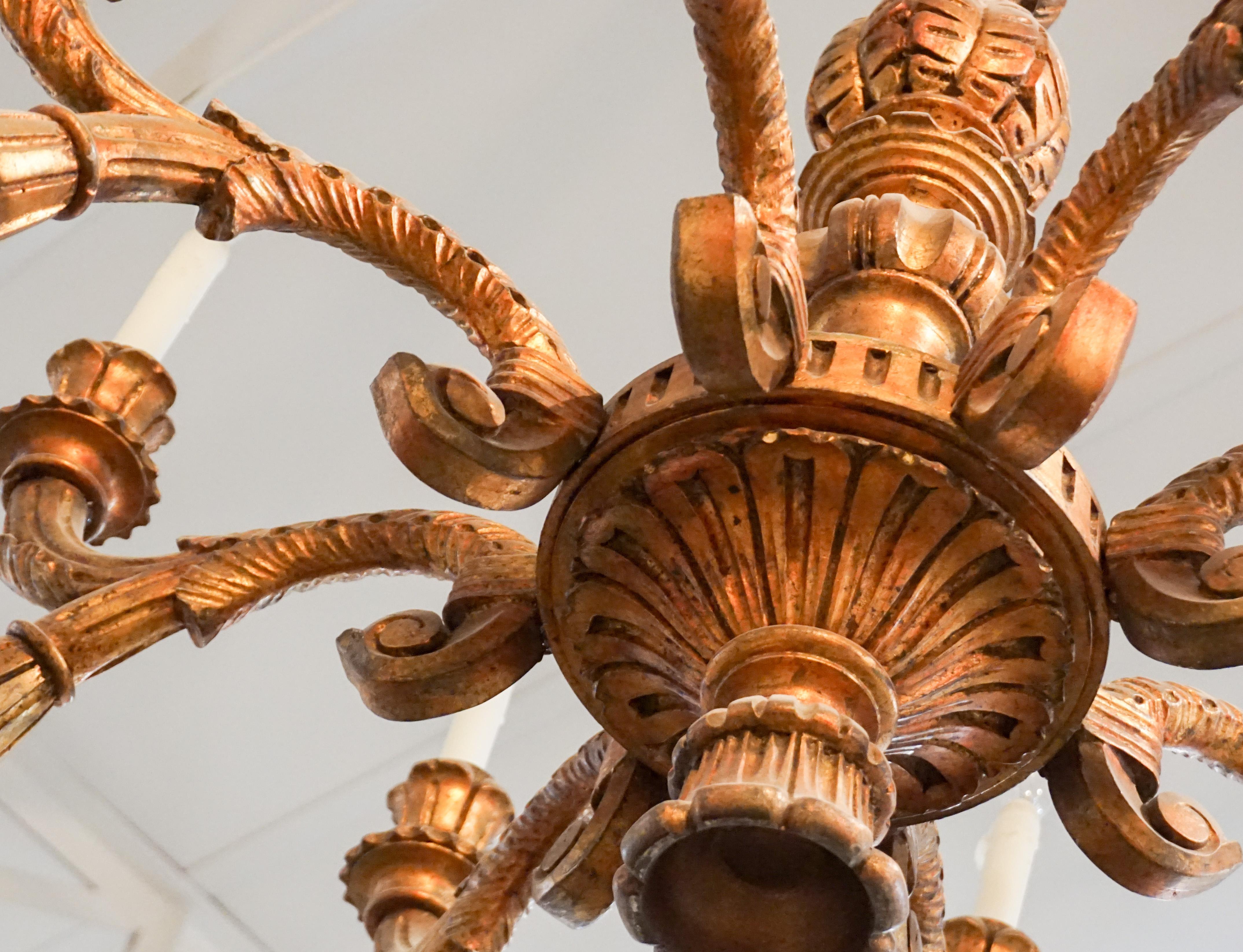 Early 20th Century French Wooden Chandelier, circa 1900