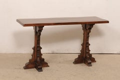 French Wooden Console Table w/Single Board Top & Raised on Fabulous Legs!