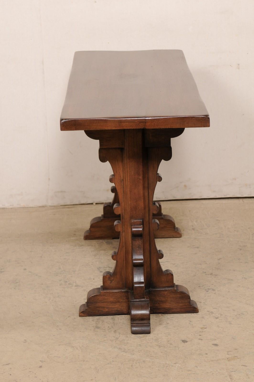 French Wooden Console Table w/Single Board Top & Raised on Fabulous Legs! For Sale 1