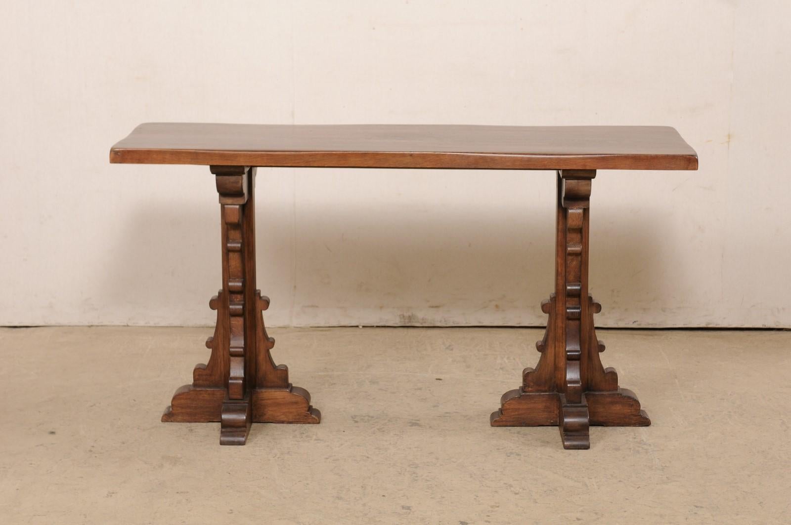 French Wooden Console Table w/Single Board Top & Raised on Fabulous Legs! For Sale 2