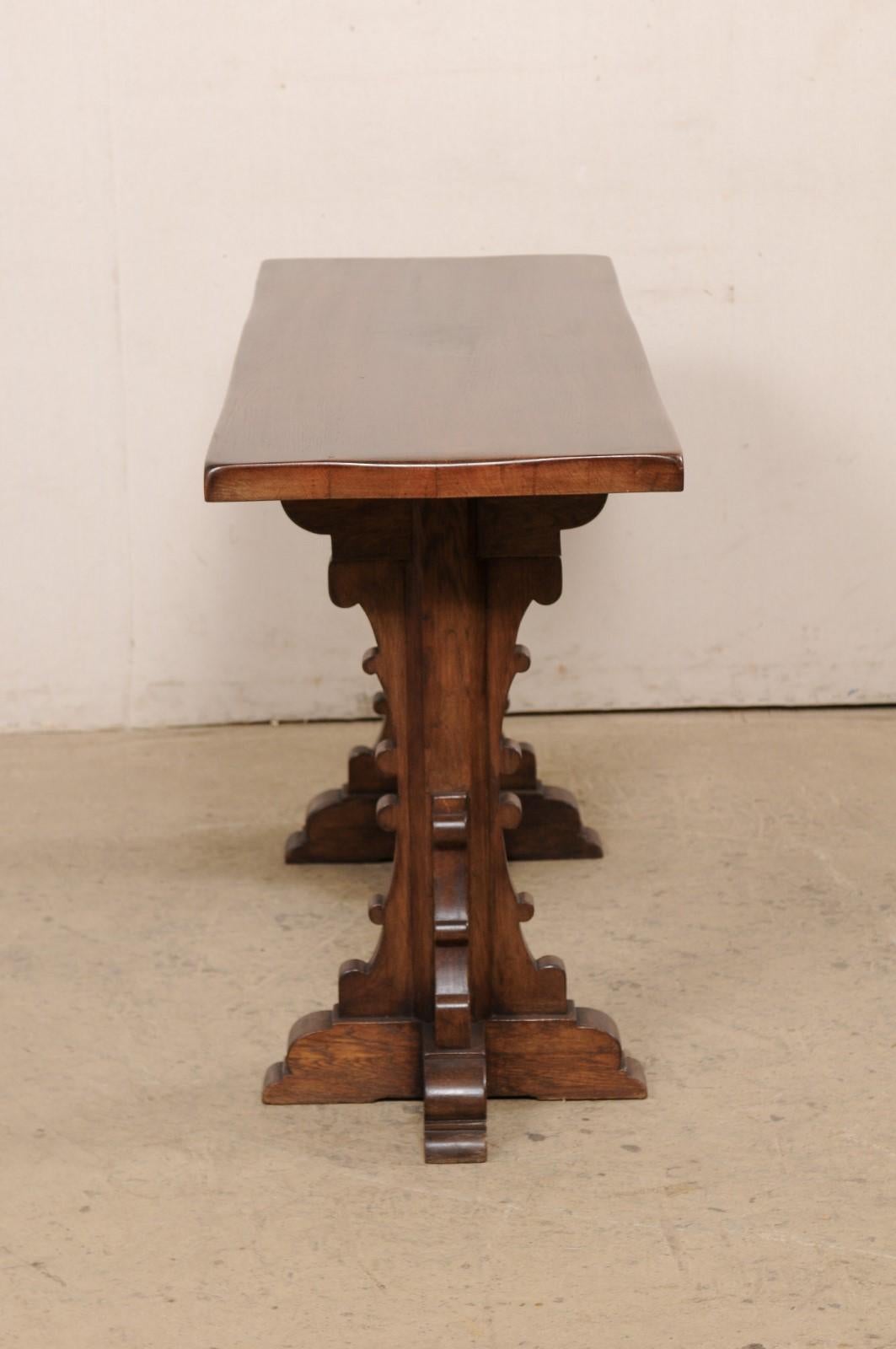 French Wooden Console Table w/Single Board Top & Raised on Fabulous Legs! For Sale 4