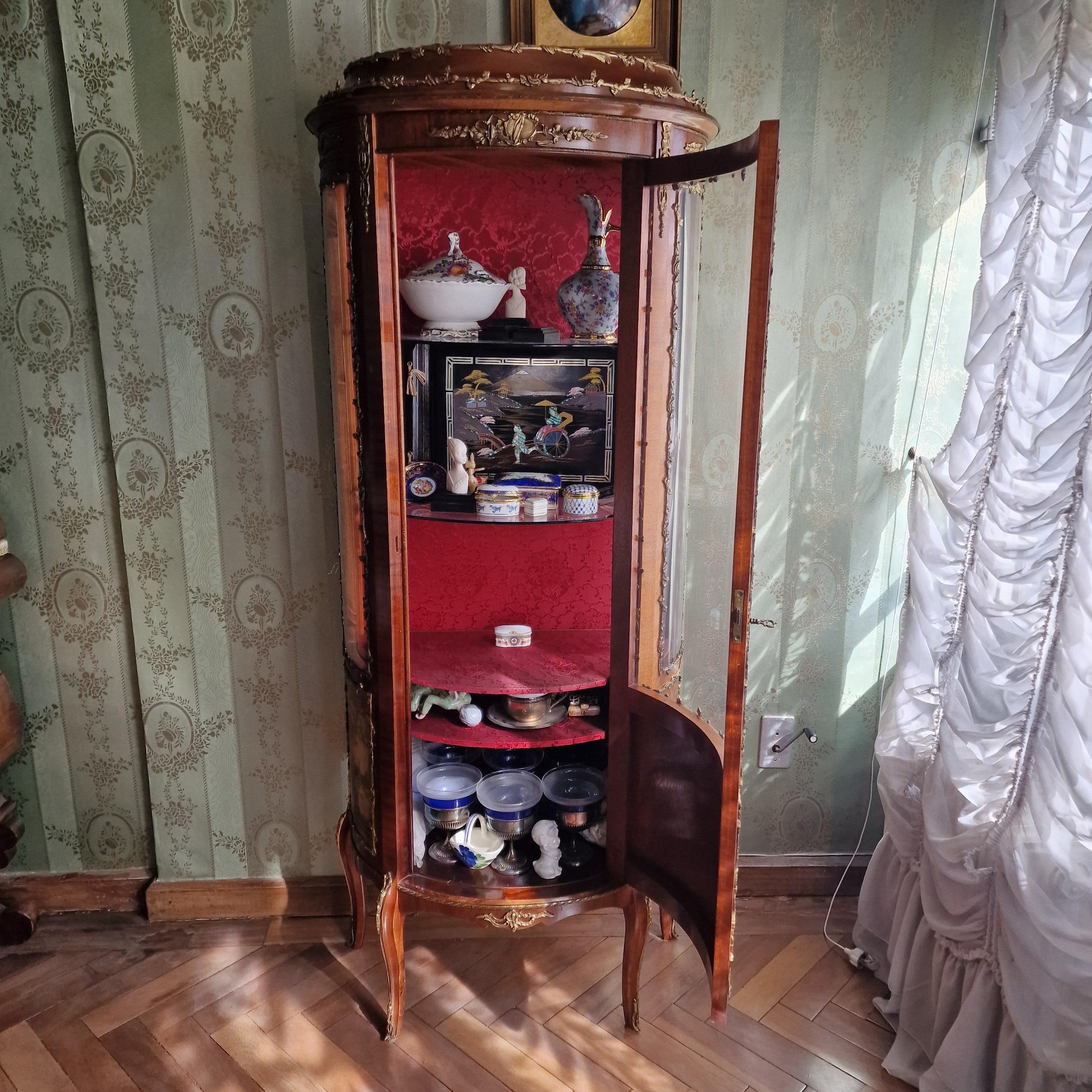 Fait main Vitrine en bois en forme de demi-cercle, Napoléon III