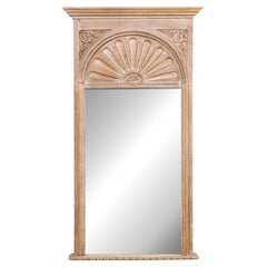 French Wooden Fan-Carved Pier Mirror from the Early 20th Century